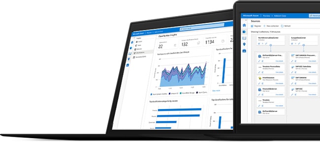 laptop with Azure Purview dashboard