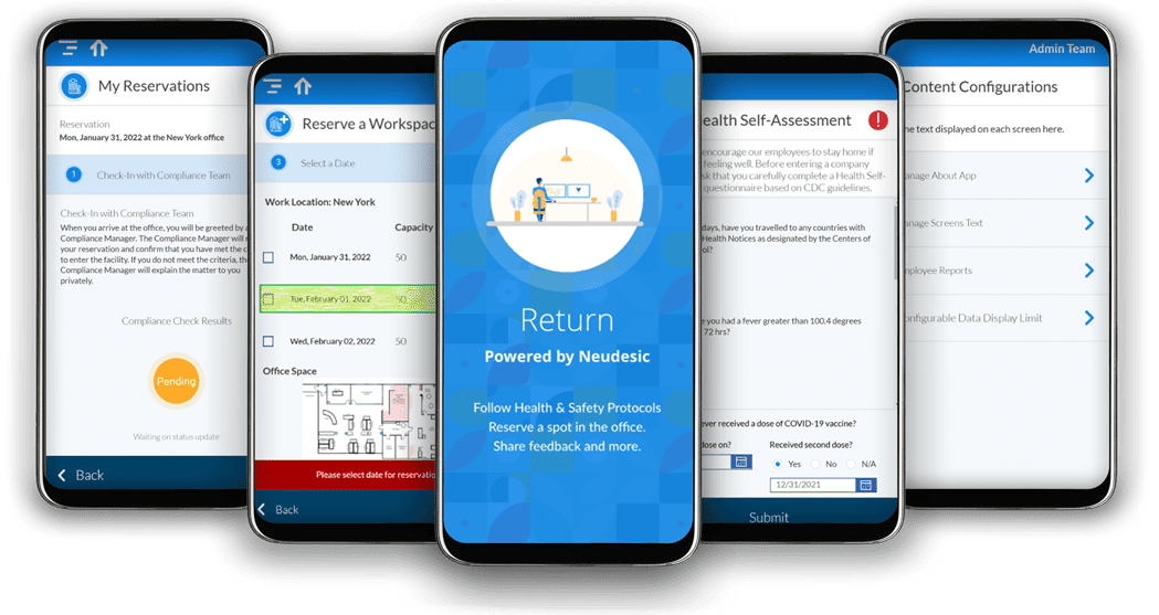 Return to Work App Mobile screens
